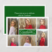 Invitation Green Six Photo Collage Diplôme personnalisé (Devant / Derrière)