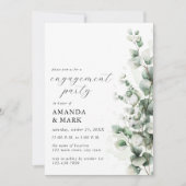 Invitation Green Snow Eucalyptus Winter Engagement Party (Devant)
