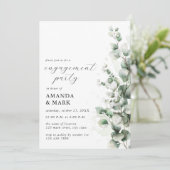 Invitation Green Snow Eucalyptus Winter Engagement Party (Debout devant)
