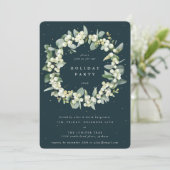 Invitation Green Snowberry+Eucalyptus Wreath Fête (Debout devant)