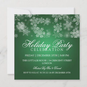 Invitation Green Snowflakes