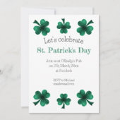 Invitation Green Sparkle Shamrock St. Patrick's Day White (Devant)