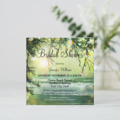 Invitation Green Sparkling Lights Beach Fête des mariées Invi (Debout devant)