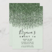 Invitation Green Sparkly Parties scintillant Sweet 16 fête d' (Devant / Derrière)