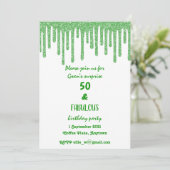 Invitation Green Sparkly Wax Drips 50 Et Fabuleux Anniversair (Debout devant)
