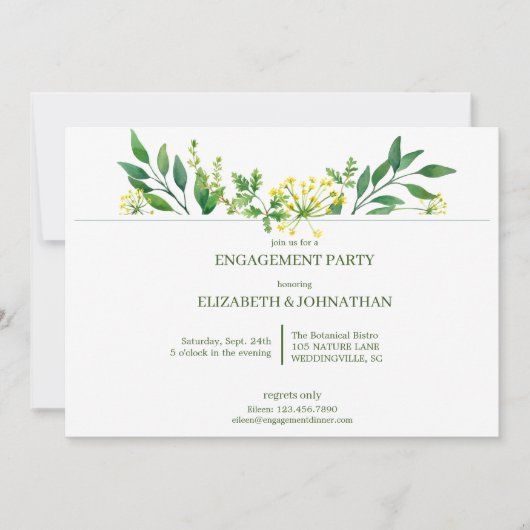 Invitation Green Spring Botanical Herbs Party (Devant)