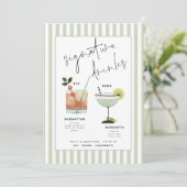 Invitation Green Stripe Bar Signature Drinks Custom Cocktails (Debout devant)
