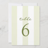 Invitation Green Stripe Wedding Table Number (Dos)