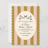 Invitation Green Striped Hand drawn Whimsical Wedding  (Devant)