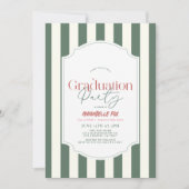 Invitation Green Stripes Graduation Party (Devant)
