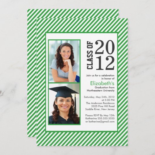 Invitation Green Stripes, une initiative moderne (Devant / Derrière)