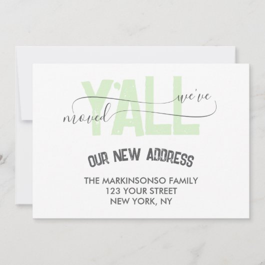 Invitation Green Stripes We Moved Y'all Moving Announcement (Devant)