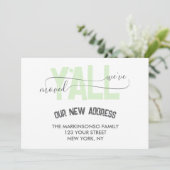 Invitation Green Stripes We Moved Y'all Moving Announcement (Debout devant)