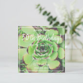 Invitation Green Succulent Photo 50e anniversaire (Debout devant)