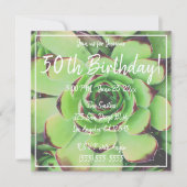 Invitation Green Succulent Photo 50e anniversaire (Devant)