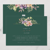Invitation Green Summer Floral Wedding Inviter QR Code (Devant / Derrière)