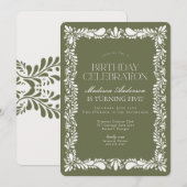 Invitation Green Talavera Carrelage Espagne Fête d'anniversai (Devant / Derrière)