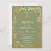 Invitation Green Talavera Tile Spanish Fiesta Baptism (Devant)
