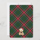 Invitation Green Tartan Plaid Christmas Bear Birthday (Dos)