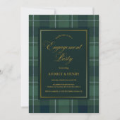 Invitation Green Tartan Polo Plaid Vintage Engagement Party (Devant)