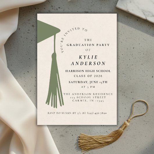 Invitation Green Tassel High School Graduation Party