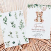 Invitation Green Teddy Bear Fête d'anniversaire