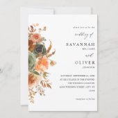 Invitation Green & Terra Cotta Floral Mariage (Devant)