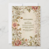 Invitation Green & Terra Cotta Floral Mariage I (Devant)