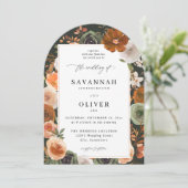 Invitation Green & Terra Cotta Floral Mariage S2 VLN- Arch Gr (Debout devant)