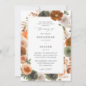 Invitation Green & Terra Cotta Floral Trad Mariage S2 - Blanc (Devant)