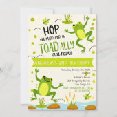 Invitation Green TOADally Fun Frog Anniversaire de enfant Par (Devant)