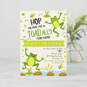 Invitation Green TOADally Fun Frog Anniversaire de enfant Par (Debout devant)