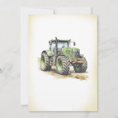 Invitation Green Tractor 1er fête d'anniversaire (Dos)