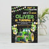 Invitation Green Tractor 3ème fête d'anniversaire (Debout devant)
