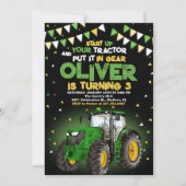 Invitation Green Tractor 5e fête d'anniversaire (Devant)