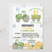 Invitation Green Tractor Farm Boy Anniversaire Fête Invitatio (Devant)