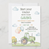 Invitation Green Tractor Farm fête d'anniversaire (Devant)