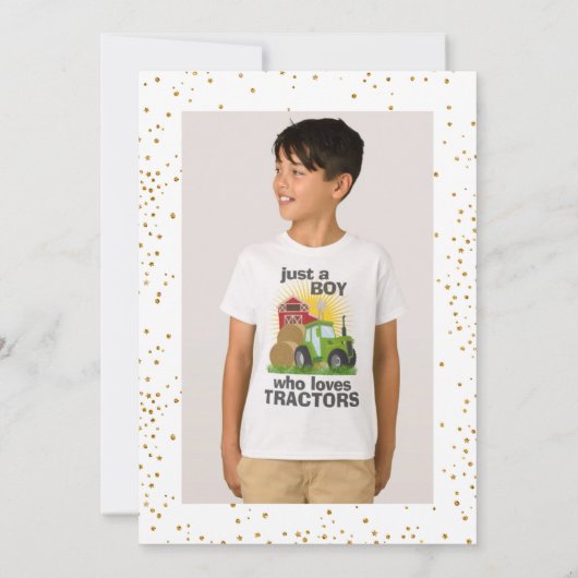 Invitation Green Tractor 🚜 Ferme Photo Keepsaké Anniversaire (Dos)