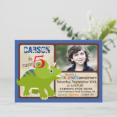 Invitation Green Triceratops Dinosaur Cinquième anniversaire (Debout devant)