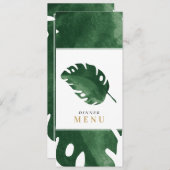 Invitation Green Tropical feuille menu du dîner (Devant / Derrière)