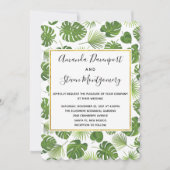 Invitation Green Tropical Feuille Motif élégant Mariage (Devant)