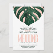 Invitation Green Tropical Swiss Fromage Mariage rose feuille (Devant)