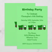 Invitation Green Truck Design Boy's Birthday Party (Devant / Derrière)
