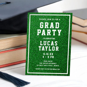 Invitation Green Turf Sports Grad Grad Grad Party