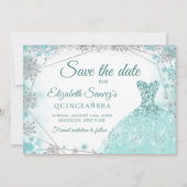 Invitation Green Turquoise Snowflake Mis Quince Enregistrer l (Devant)