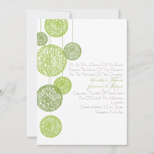 Invitation Green Twine Globes (Devant)
