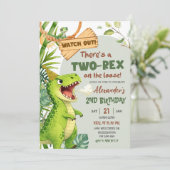 Invitation Green Two Rex On The Loose Second Birthday (Debout devant)