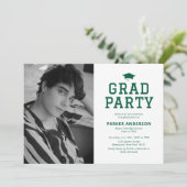 Invitation Green Varsity Photo Graduation Party (Debout devant)