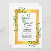 Invitation Green Vines Gold Script Fête des mariées (Devant / Derrière)