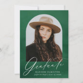 Invitation Green Watercolor Arch Photo Graduation Party (Devant)